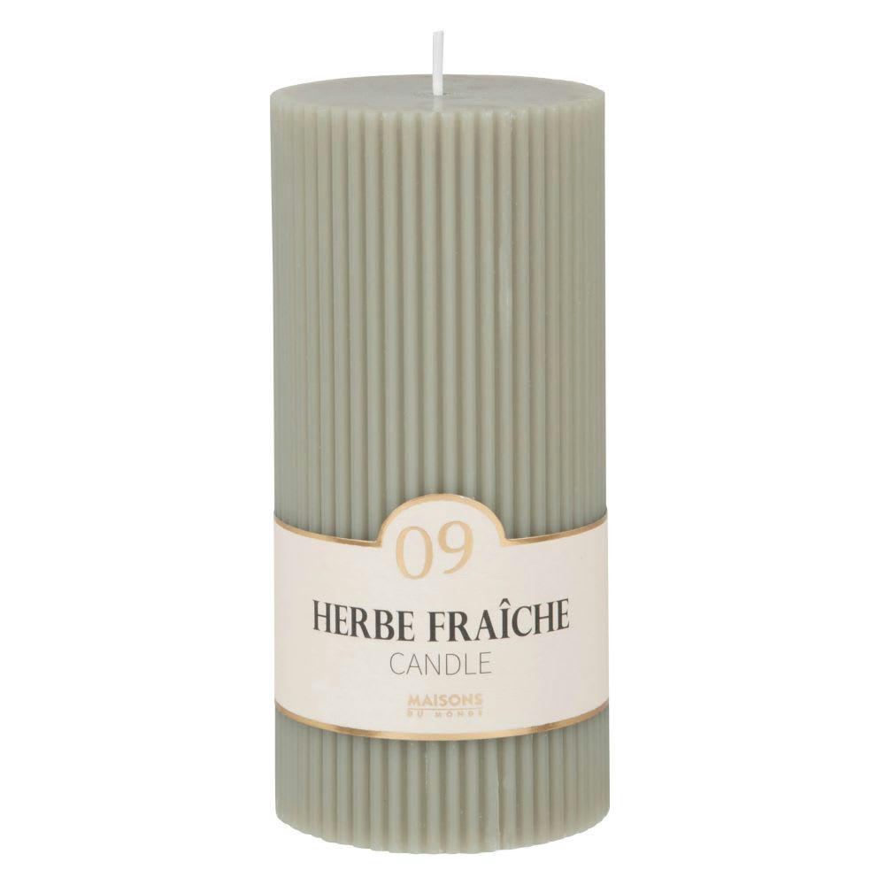 COLORAMA - Bougie striée parfumée verte H15, 500g