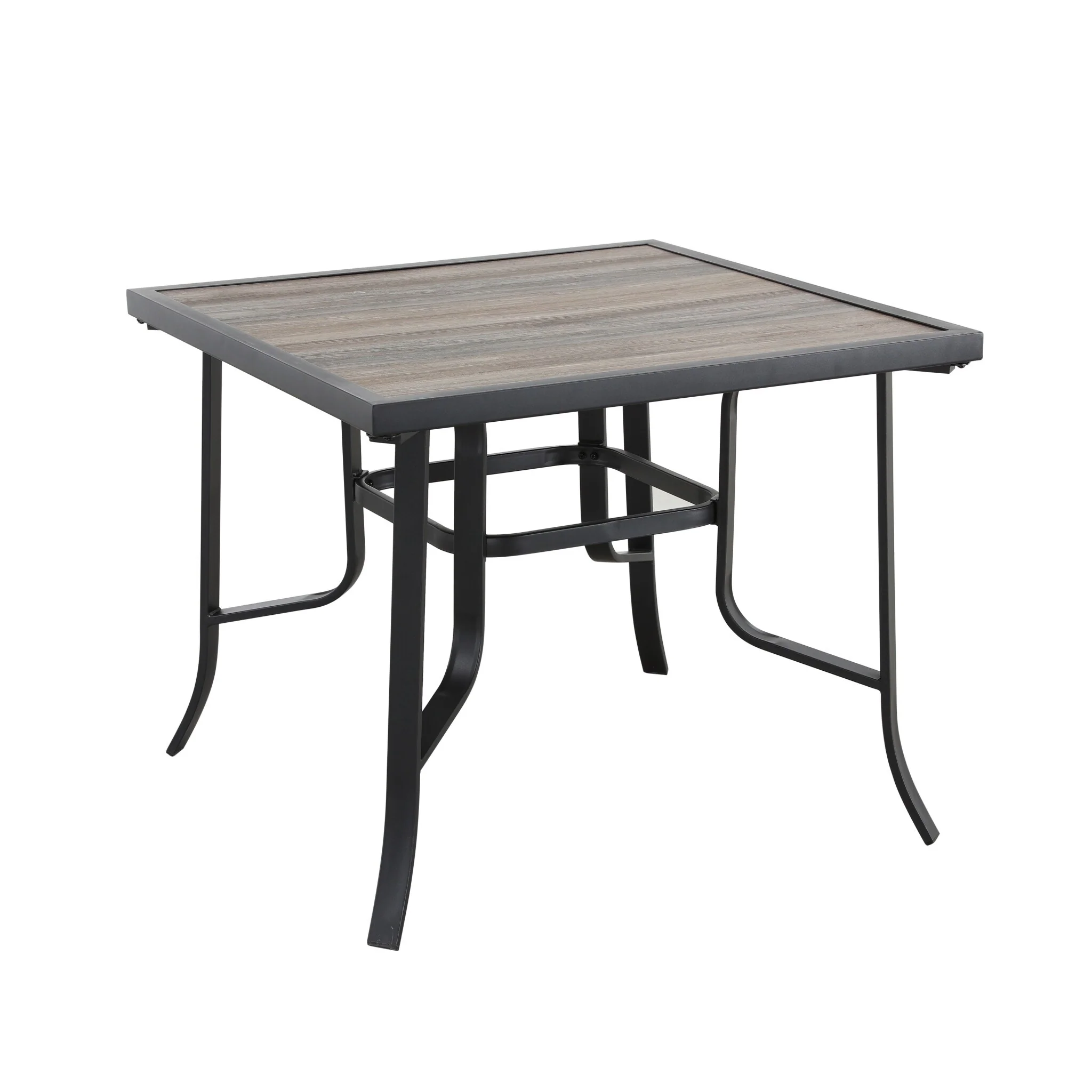 HomeRoots 35 Brown and Black Square Metal Outdoor Dining Table