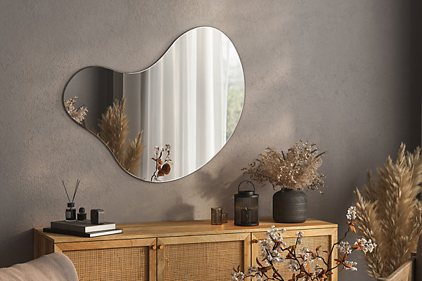 Miroir Mural Irrégulier Tulup 68 x 67cm Miroir Asymétrique Design pour Salon ou Salle de Bain
