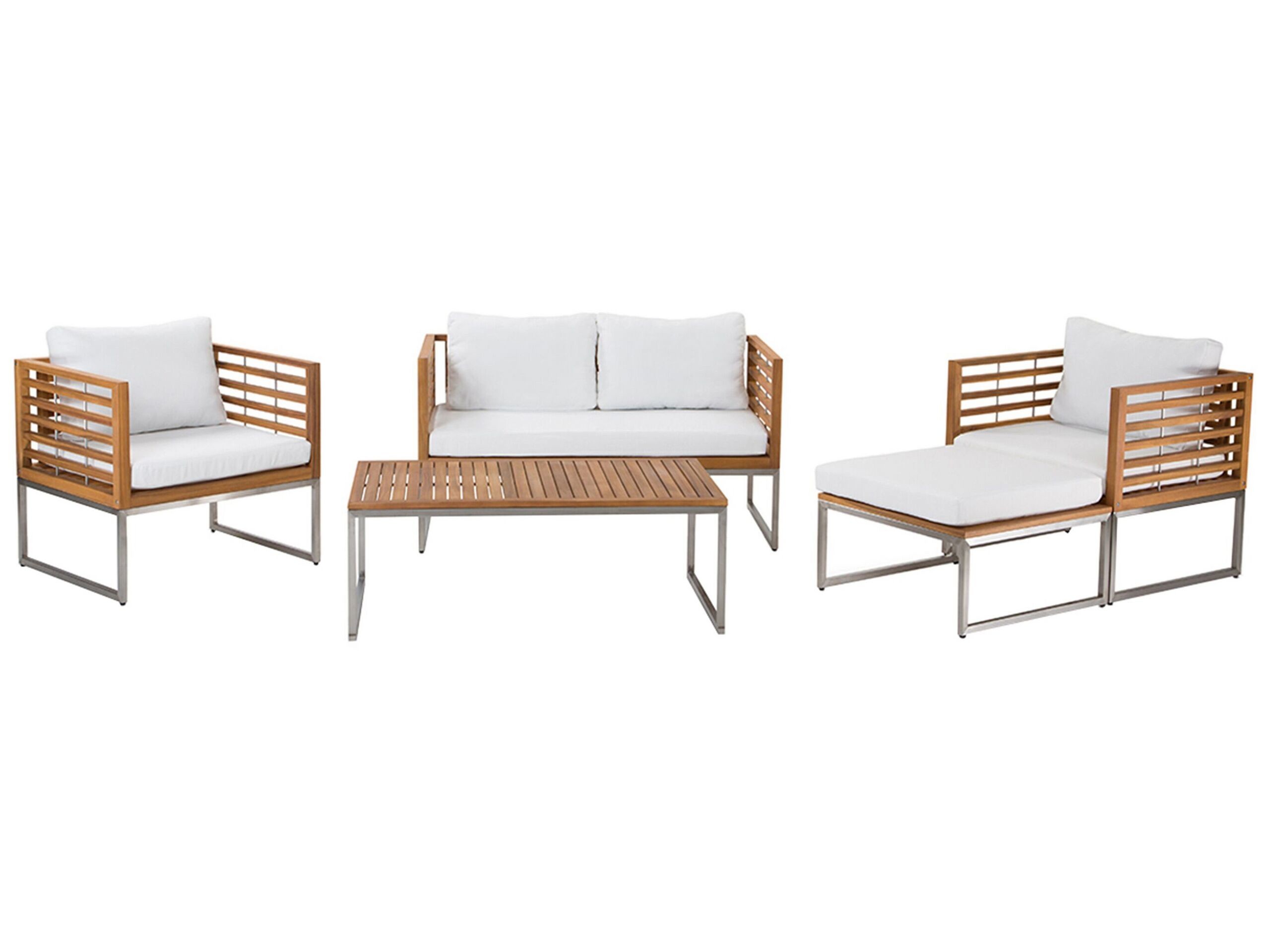 Zestaw ogrodowy sofa fotele drewno biały
