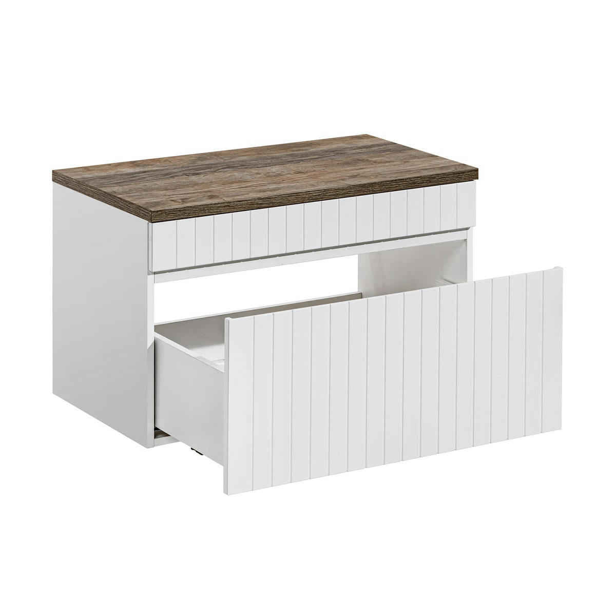 - Meuble sous-vasque 80cm plan de toilette blanc et naturel