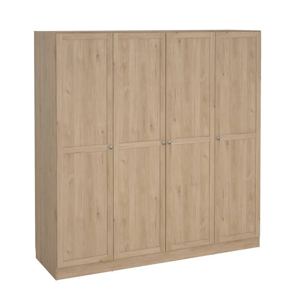 Kledingkast Lynn 4-deurs - eikenkleur - 200x196x62 cm