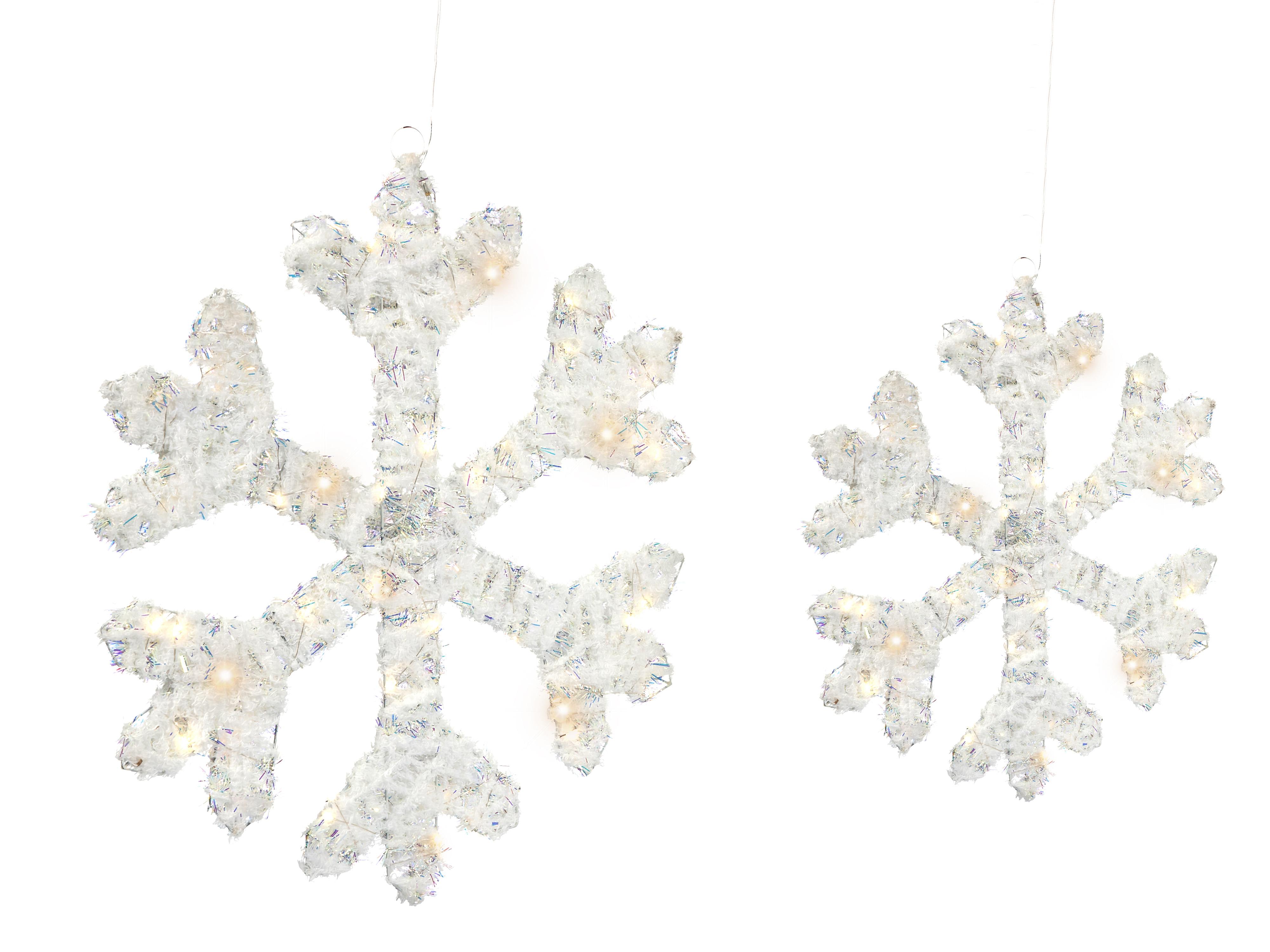 Set of 2 Christmas Decorations LED GURRE Snowflake 40/50 cm White