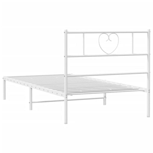 NNEVL Metal Bed Frame with Headboard White 107x203 cm