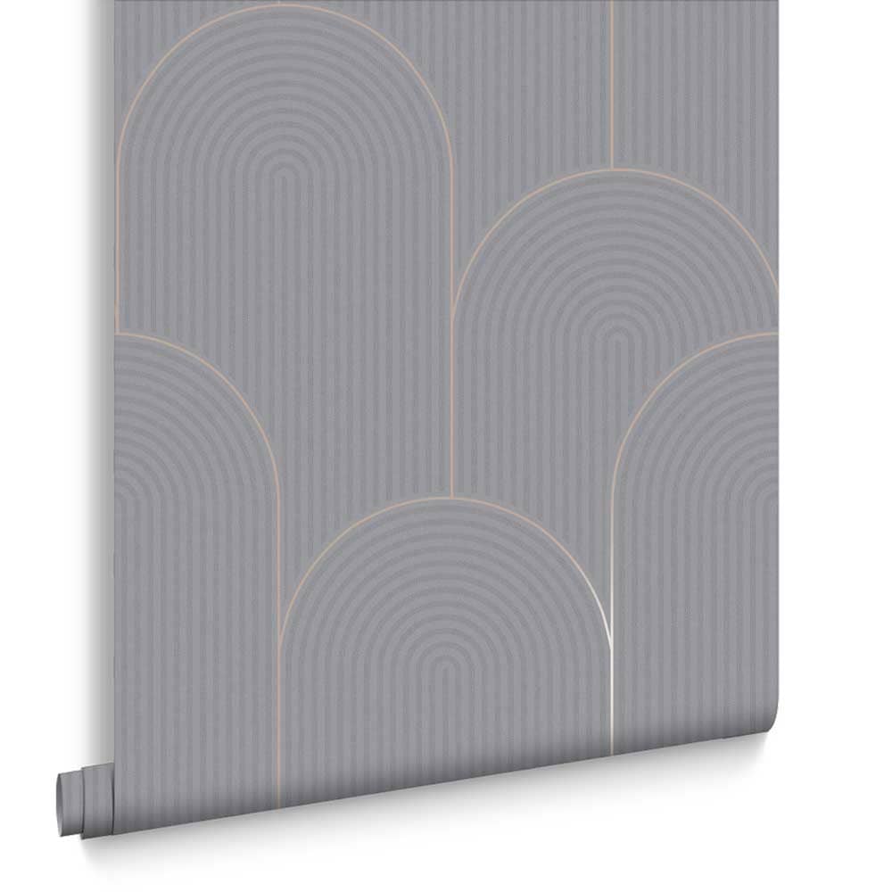 Graham & Brown Vliesbehang - Lancet Grey & Rose gold - 10mx52cm
