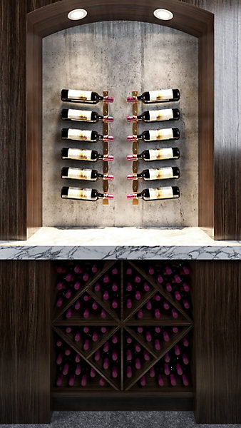 Helix Double support à bouteilles de vin doré mural standard 2 bouteilles