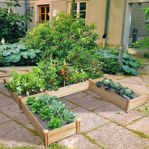 NNECW Wooden Garden Bed with Multifunctional Design for Backyard