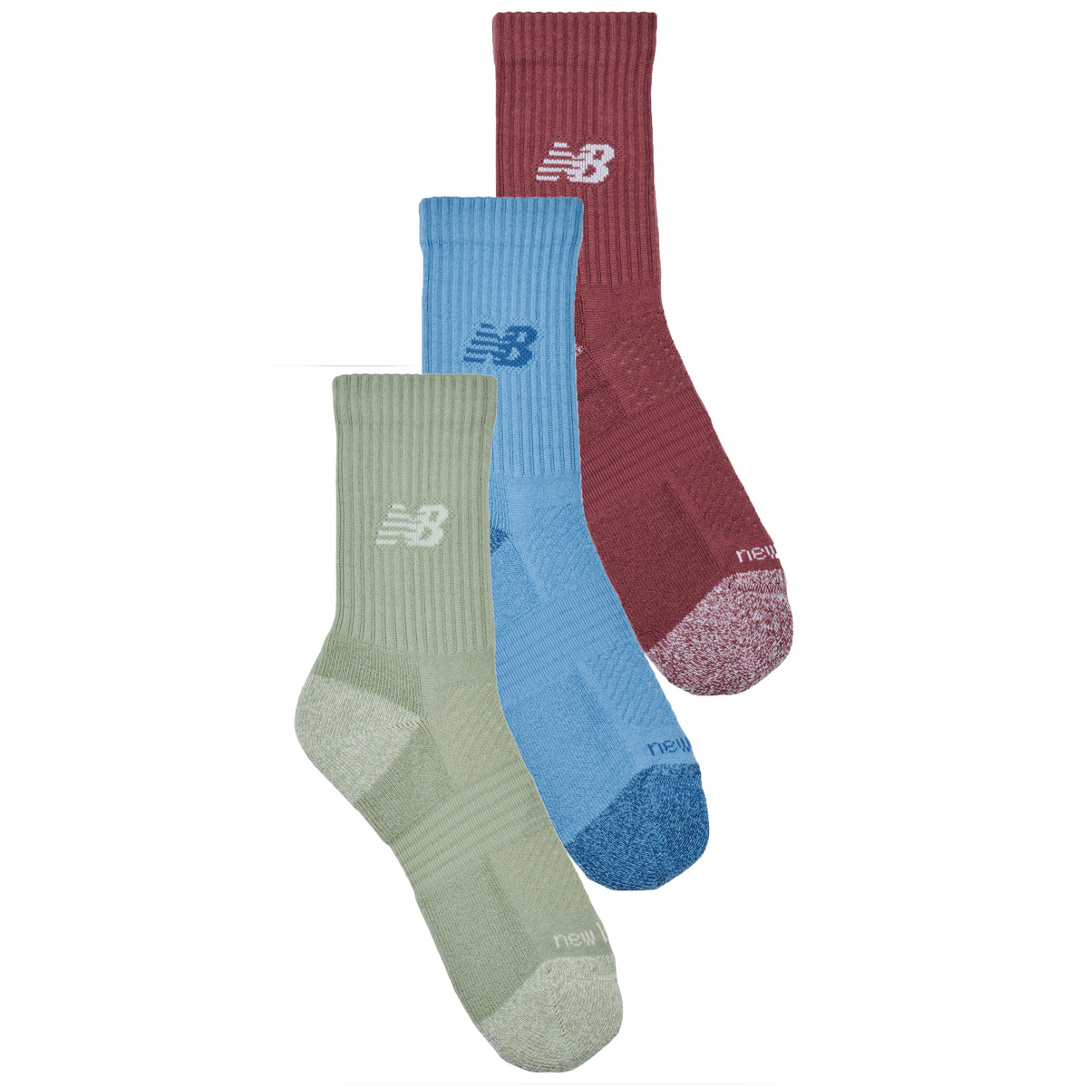 New Balance - ACTIVE CUSHION CREW SOCKS 3 PACKES - Green / Blue / Pink