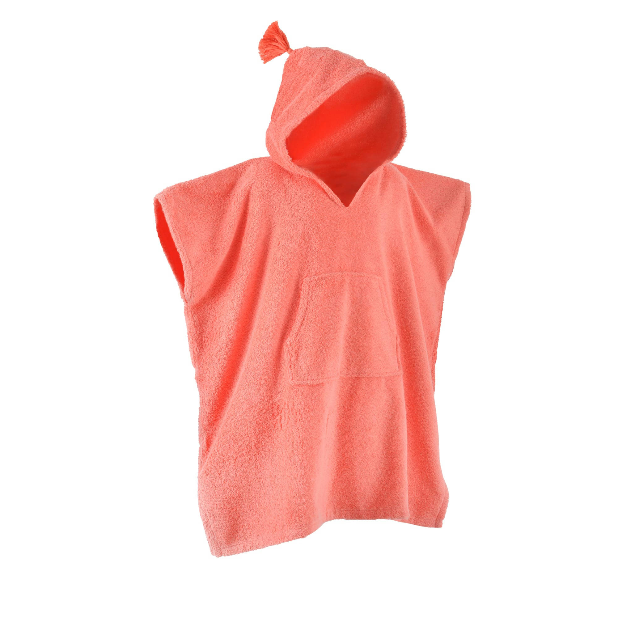 PONCHO KIDS - Peignoir poncho enfant orange 4/5 ans en coton