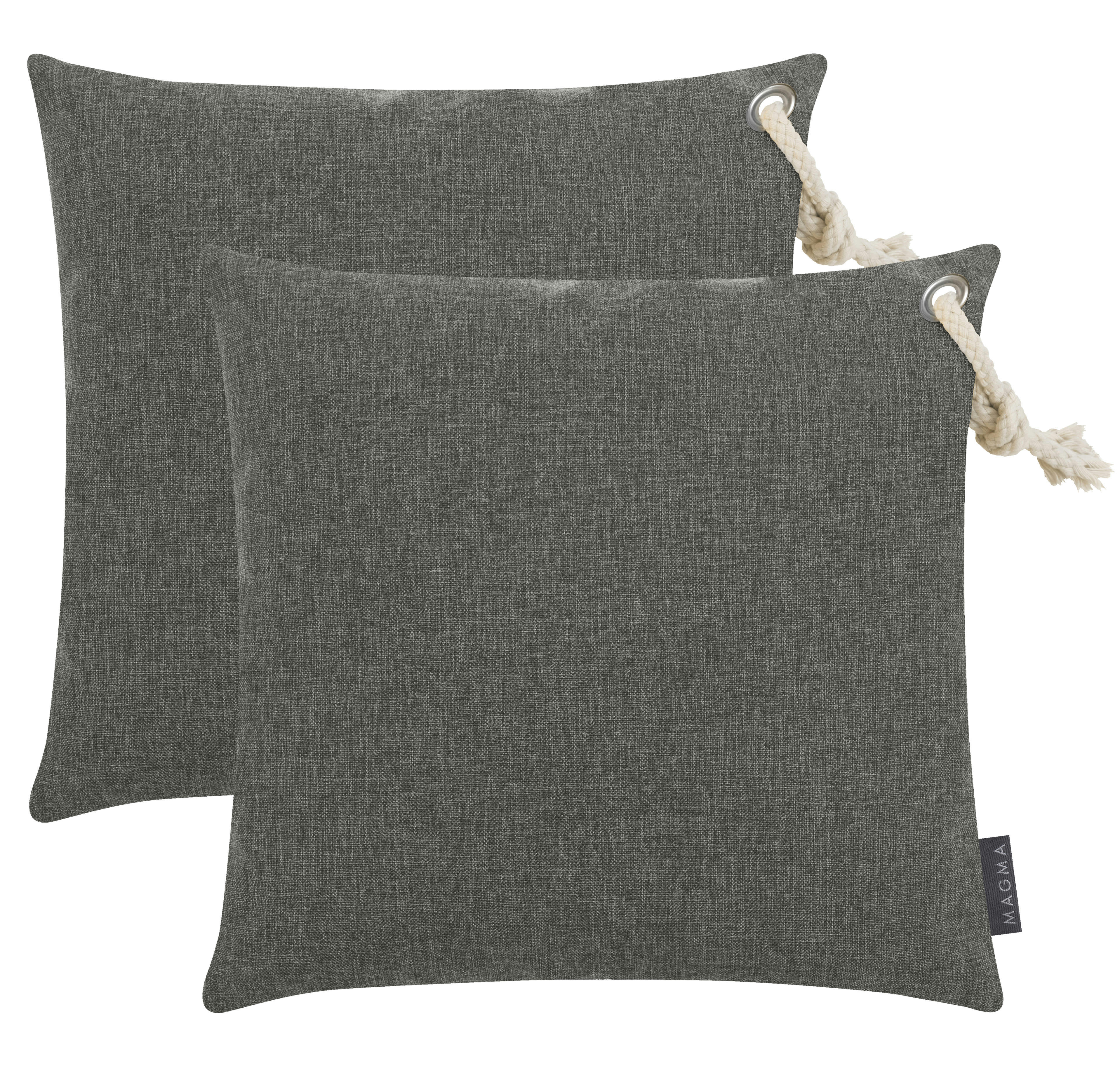 CAPRI - Housses de coussin extérieur avec corde anthracite - Lot de 2 - 40x40