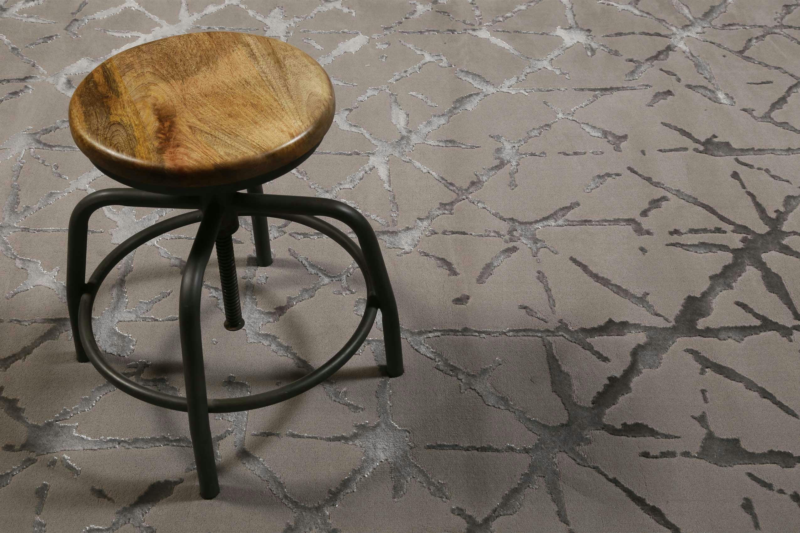 SOLVEIG - Tapis plat à motif et relief tons de gris 80x150