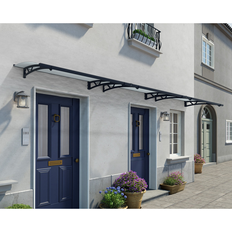 Marquise de porte Altair gris foncé 453,5 x 91,5 cm CANOPIA