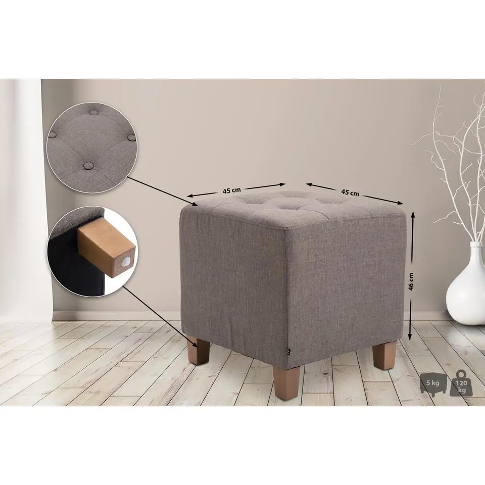 CLP Hocker Pharao antiek licht Frame - Stof - taupe