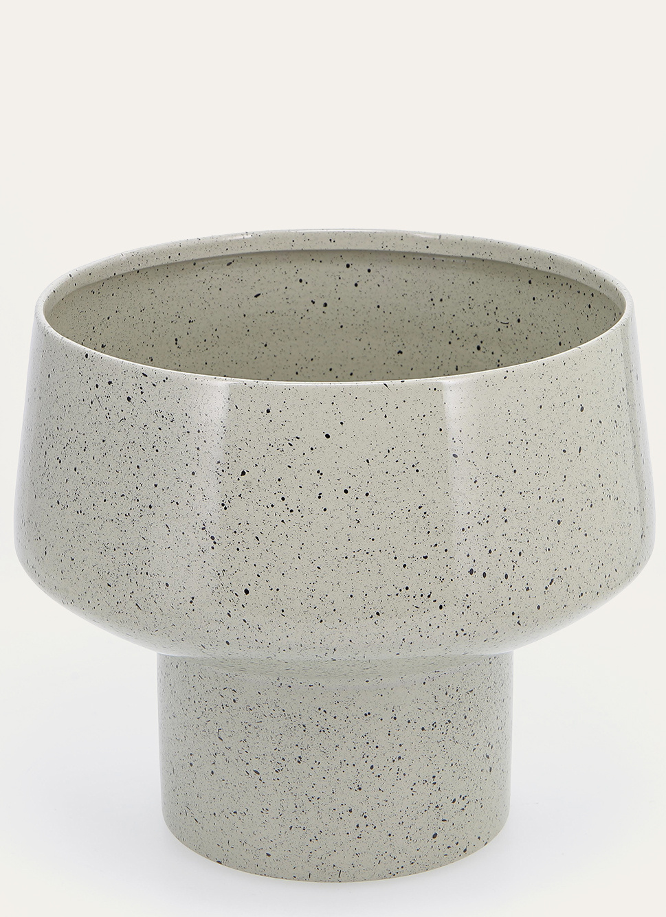 CACHE-POT EN FER GRIS CLAIR MOUCHETÉ