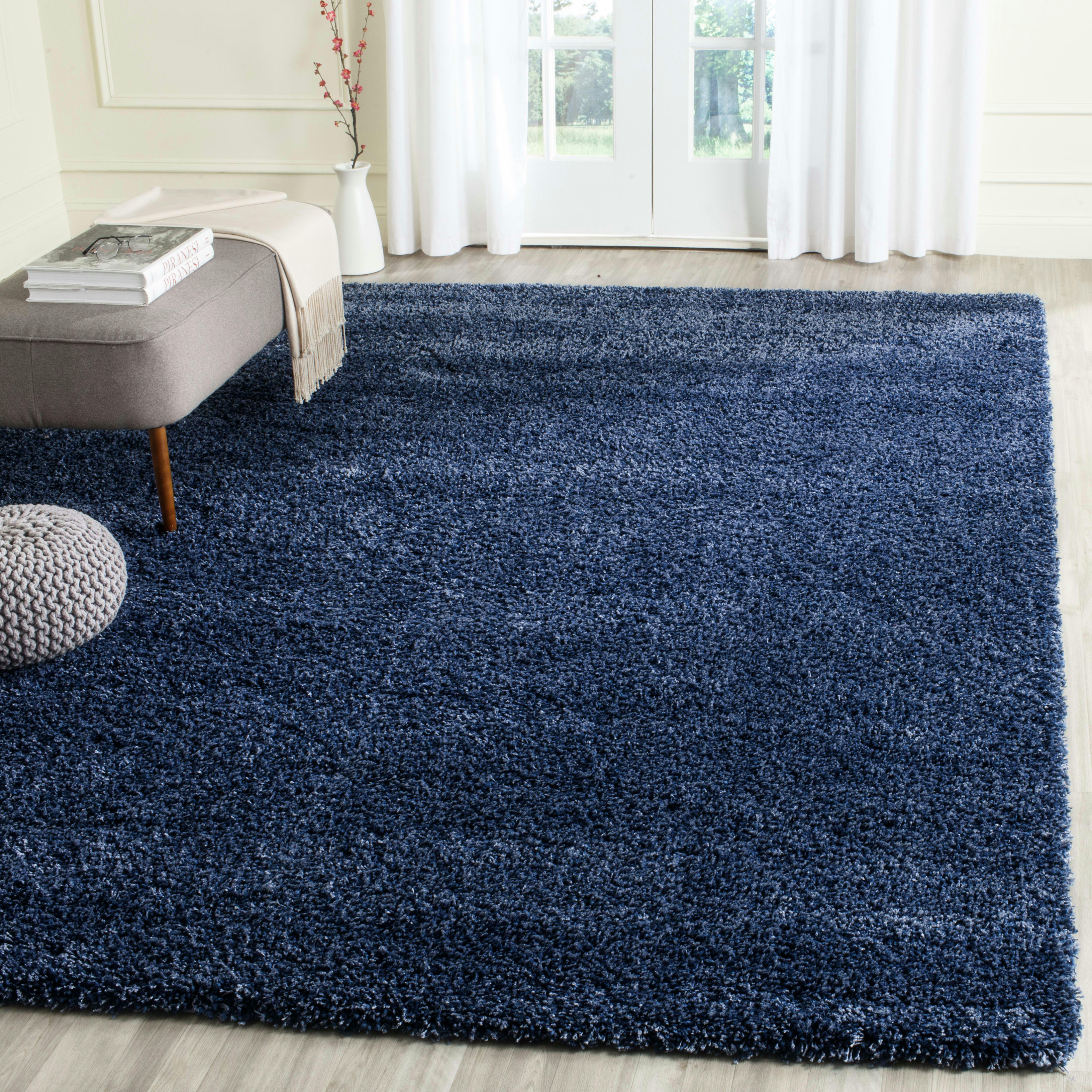 CALIFORNIA SHAG - Tapis de salon interieur en bleu marine, 201 x 201 cm
