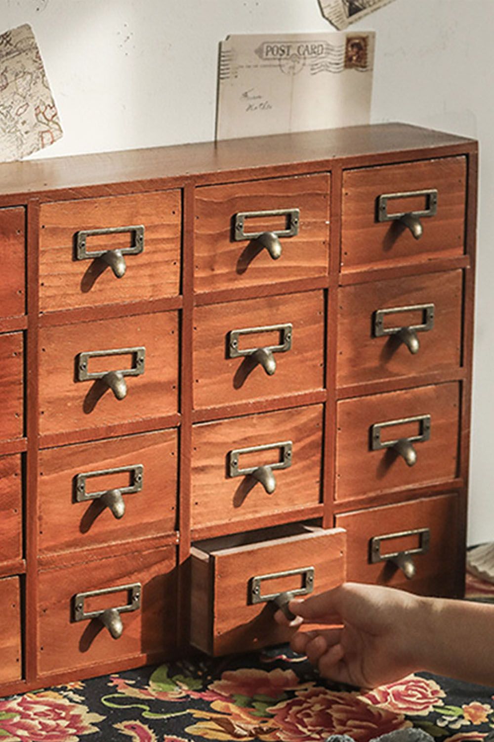 Living and Home Retro Wooden Drawer Organizer Box