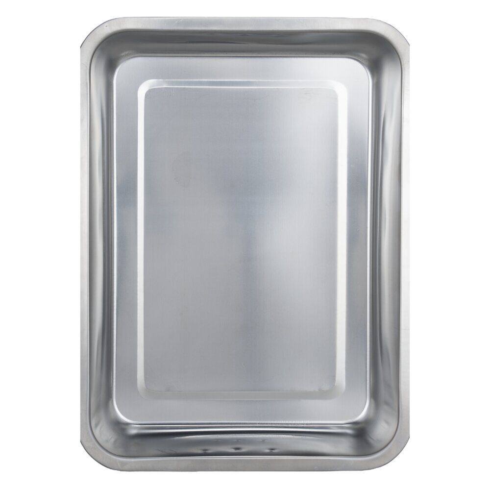 Plat à four inox rectangulaire x2 avec poignées 30x21xH7cm et 35x25xH7cm