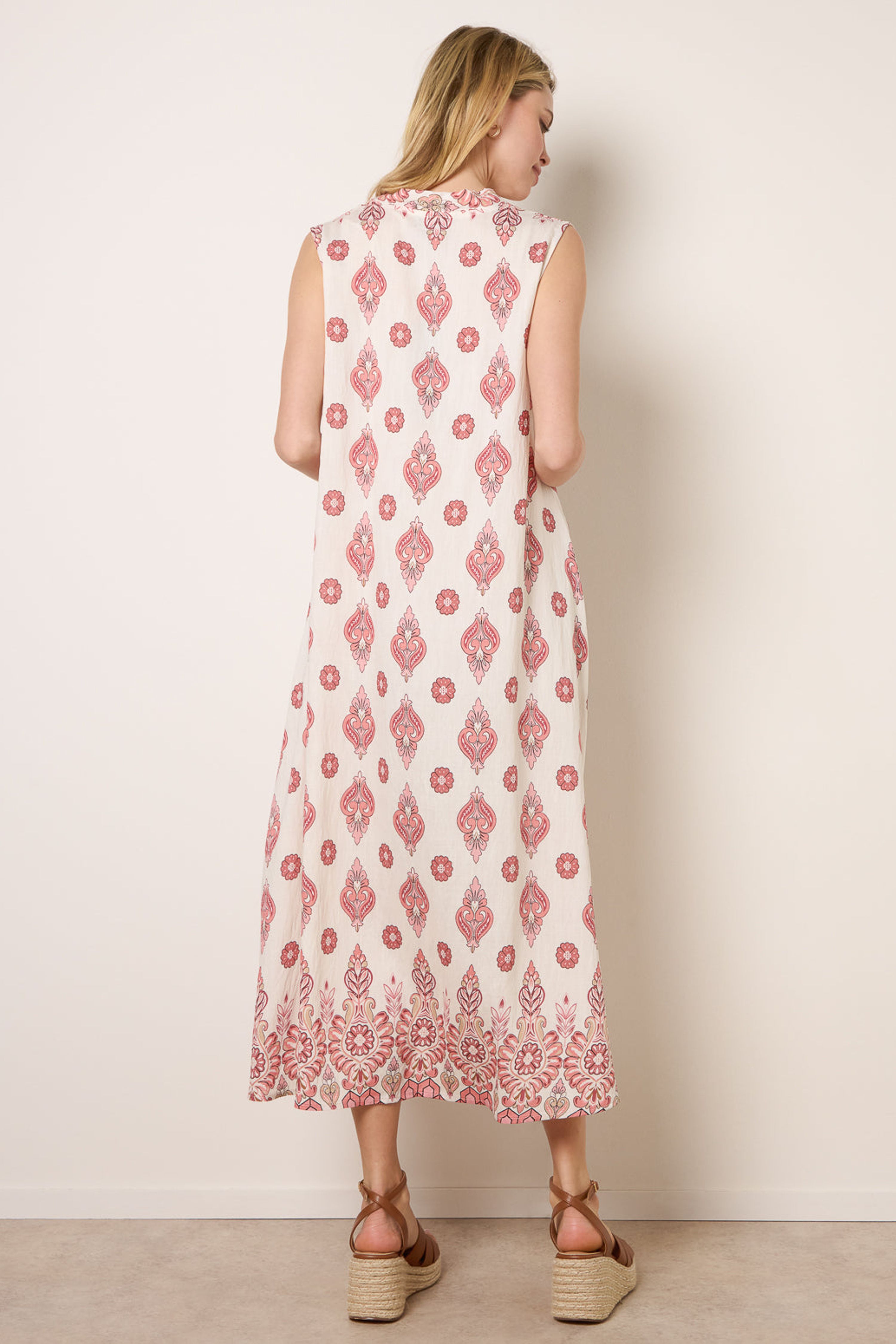 Blue Vanilla Wine Floral Print A Line Dress