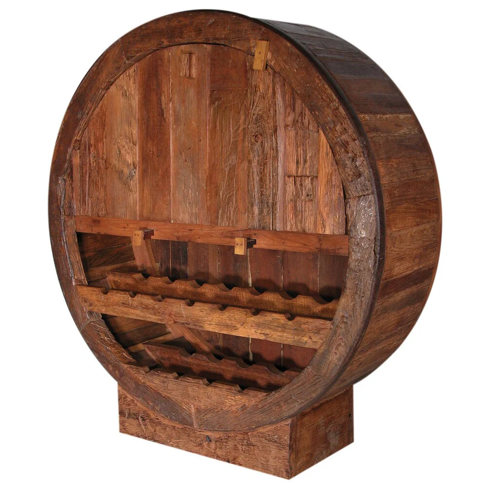 Handmade Groovystuff Navasota Brown Teak Wine Cabinet (Thailand)