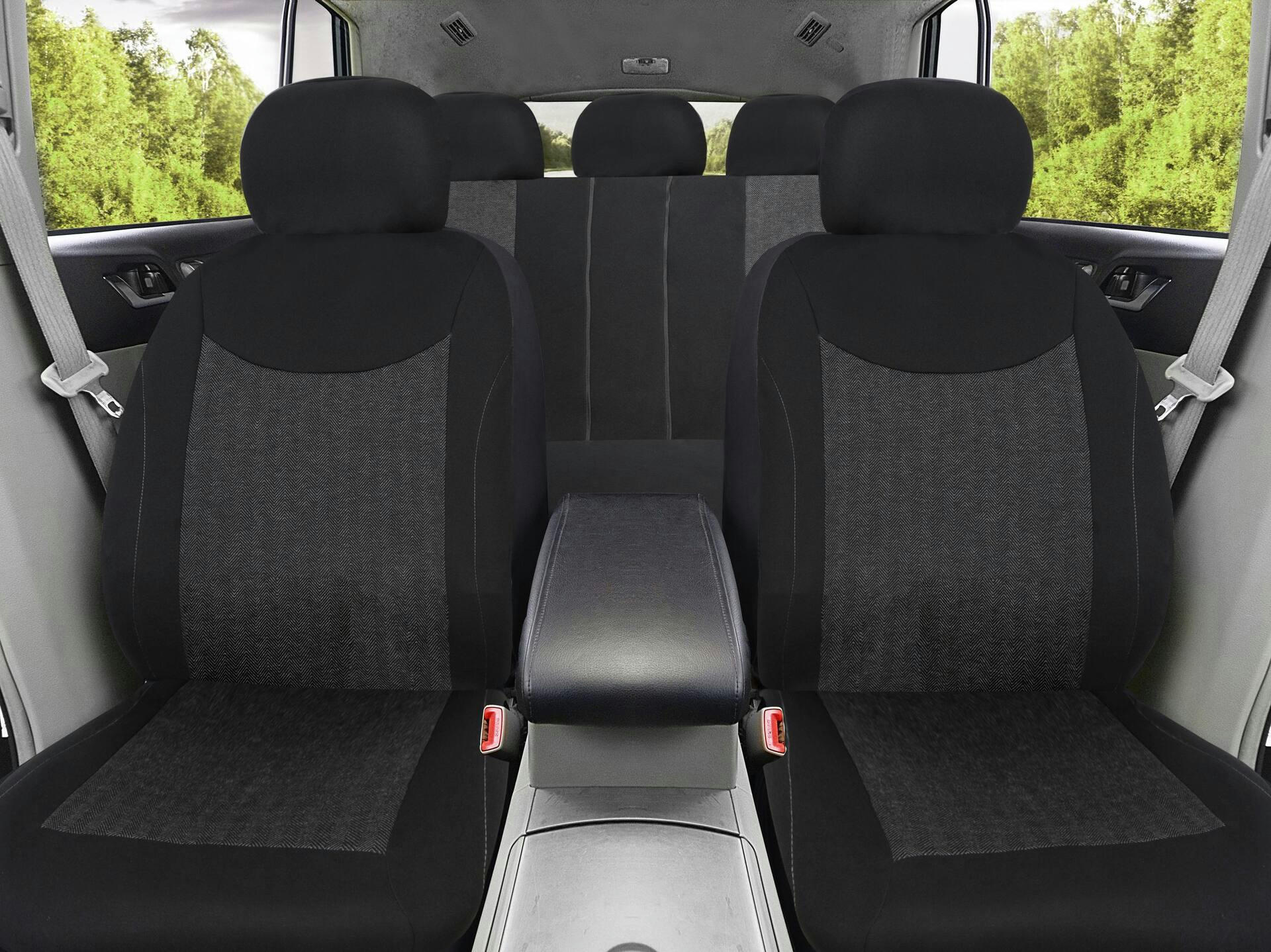 AutoTrends Jacquard Seat Cover Set for Back Bench Seat, Black & Grey, 3-pk
