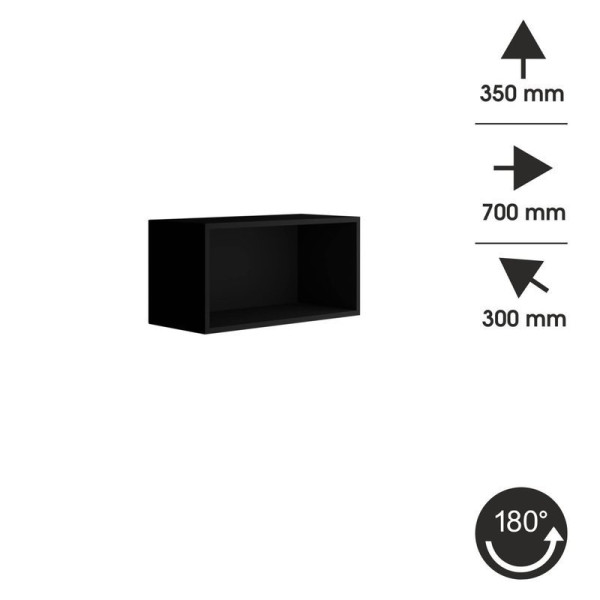 Czarna półka wisząca do salonu 70 cm PREMIUM