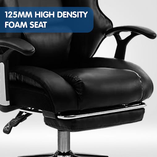 NNEDPE Faux Leather High Back Reclining Executive Office Chair w/ Stool Black