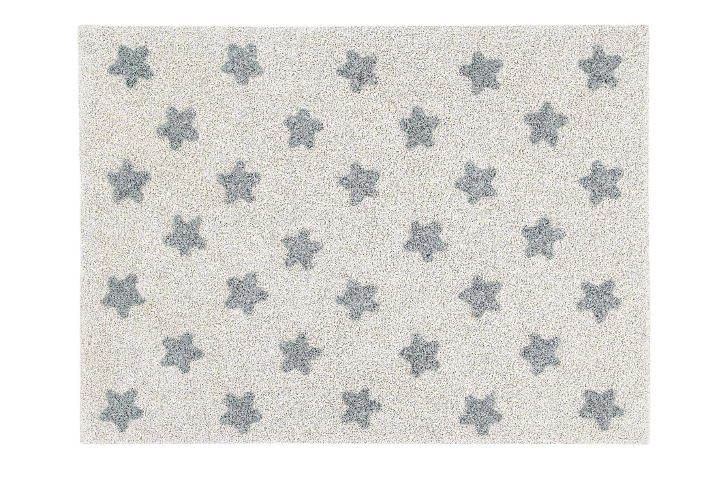 ÉTOILES - Tapis coton lavable étoiles bleu 120x160cm