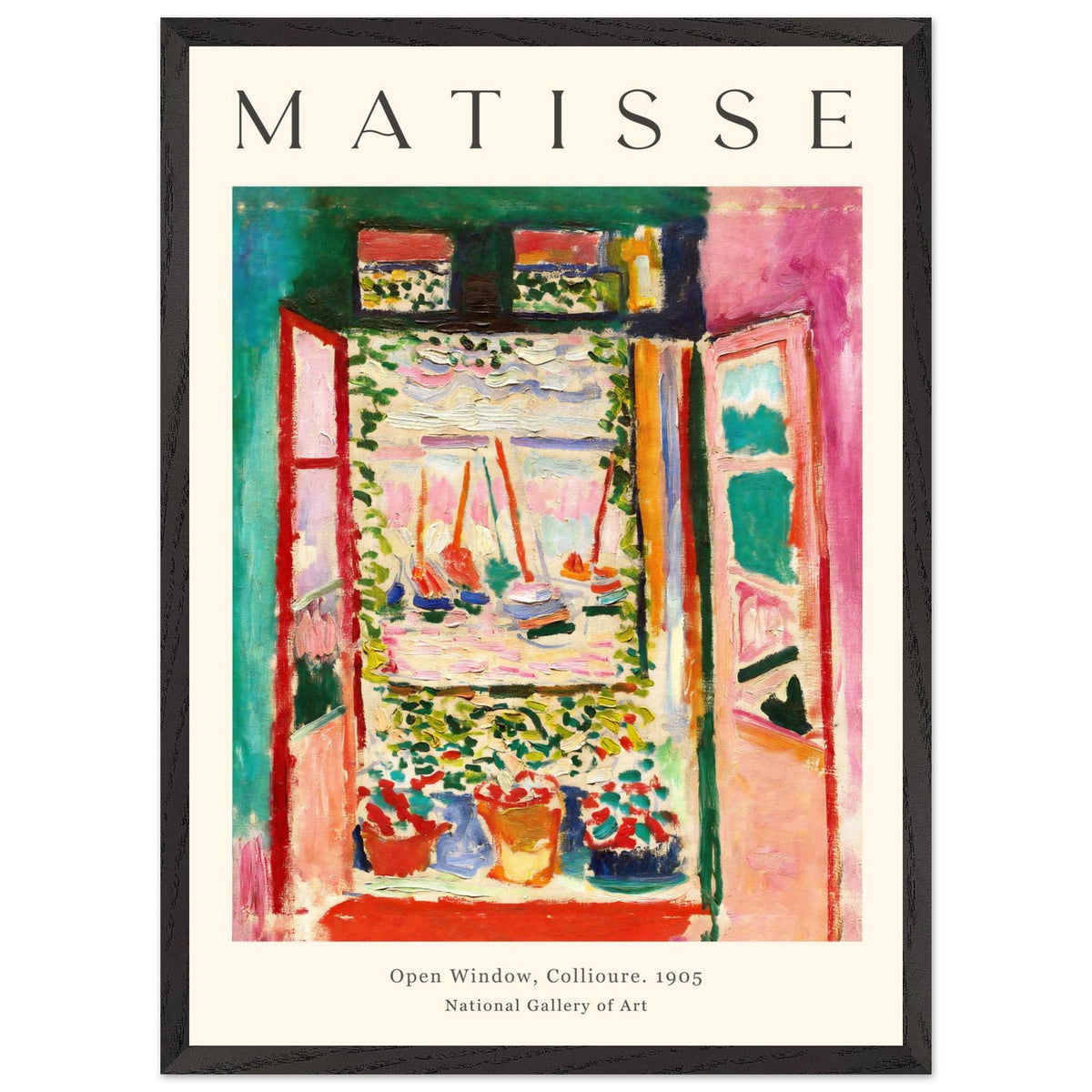 Artfulprints Poster met Lijst Matisse - Open window collioure 1905  - 50x70 cm - Meerkleurig