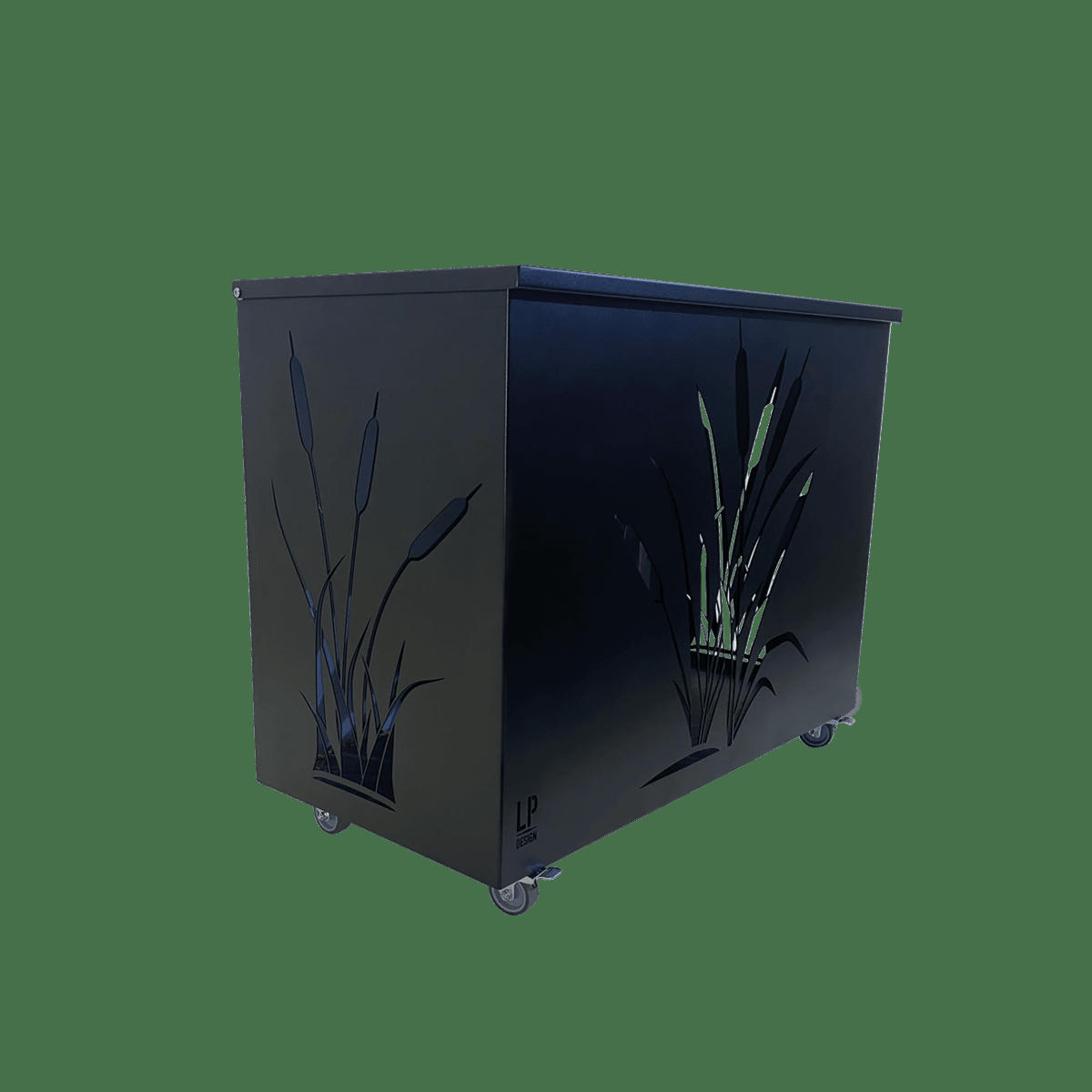 COLLECTION MAISON - Coffre à bûches sur roulettes acier peint noir 50x40cm