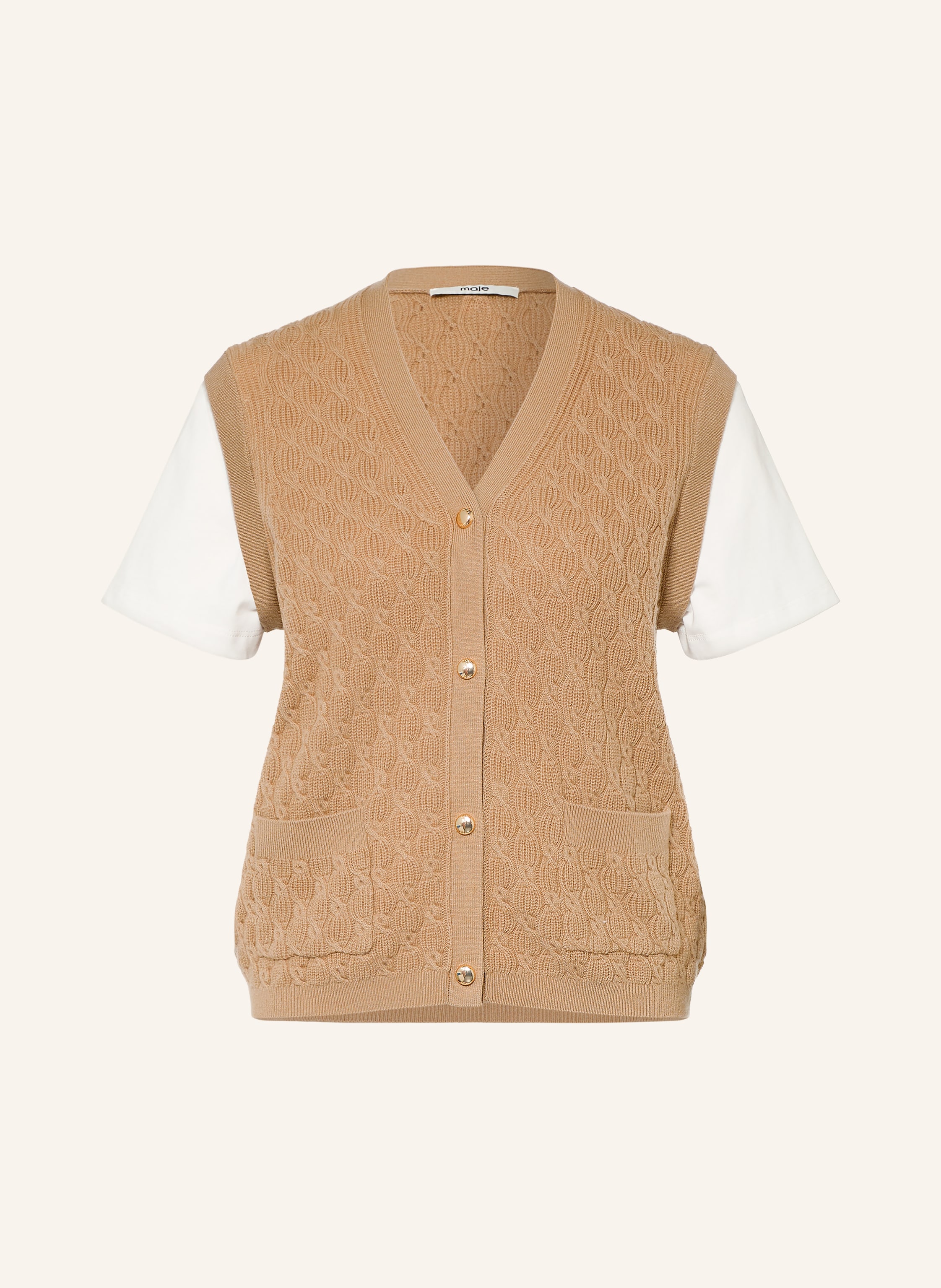 maje Strickjacke im Materialmix