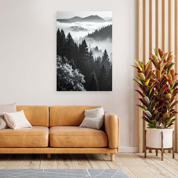 Obraz do salonu sypialni, Pejzaż górski czarno biały 20x30