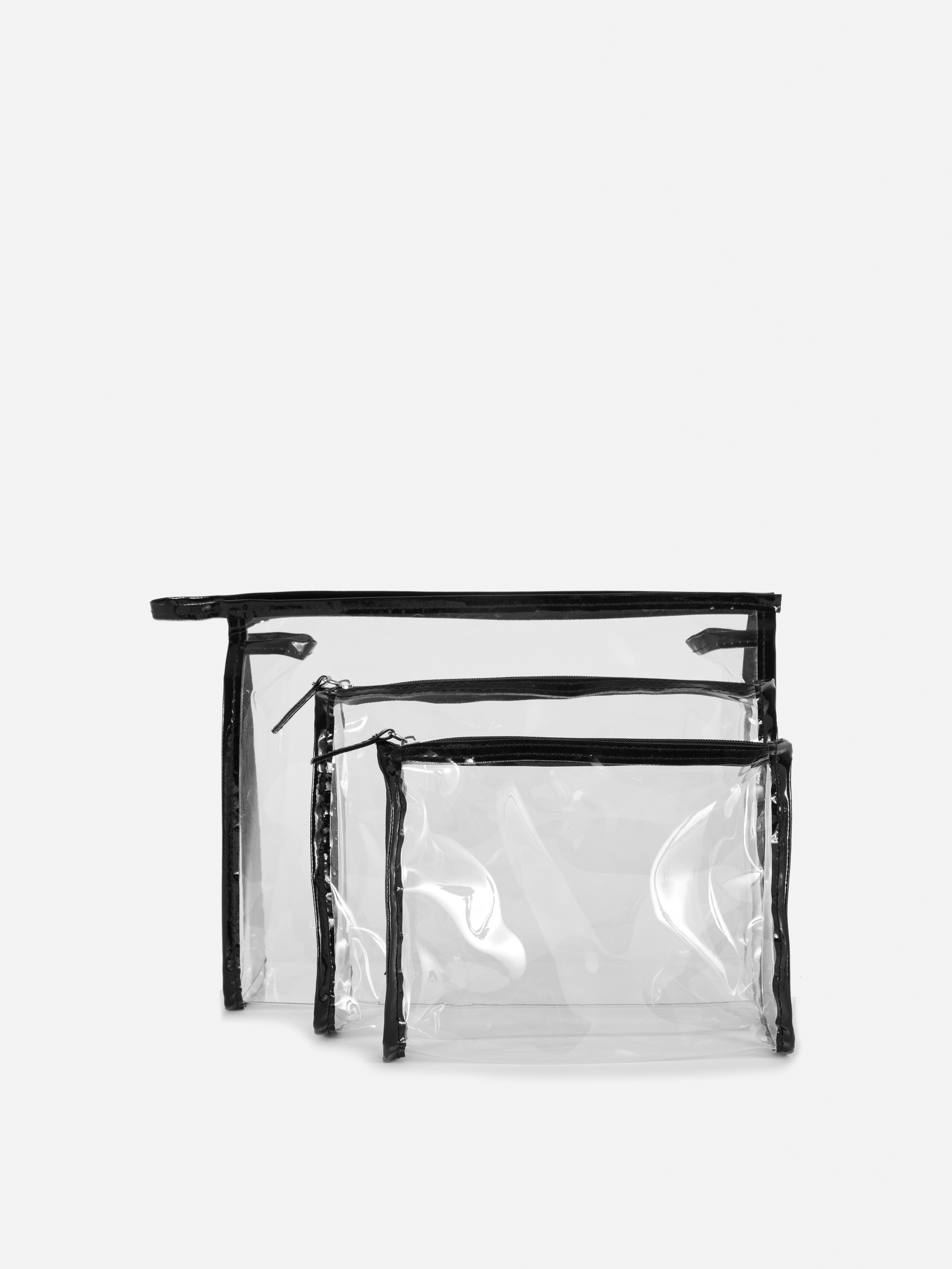 3-Pack Transparent Makeup Bags