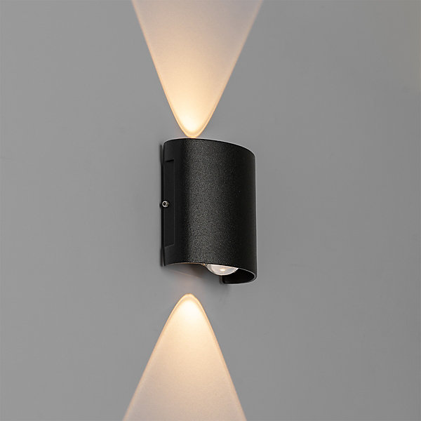 Applique murale d'extérieur noire avec LED 2 lumières IP54 - Silly