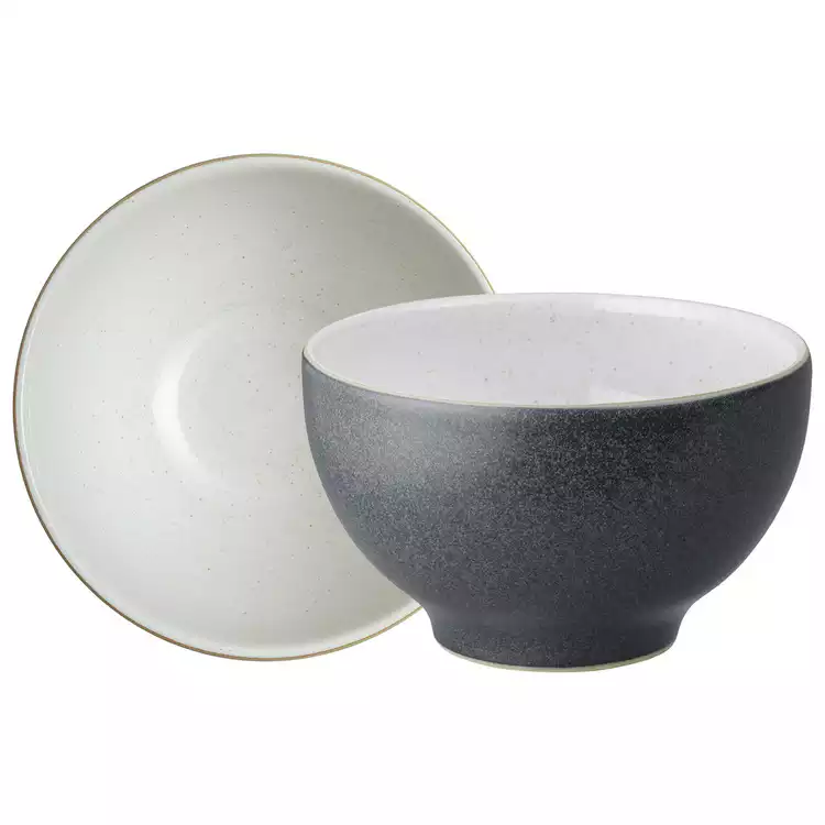 Denby Impression Set of 4 Stoneware Nibble Bowls - Charcoal