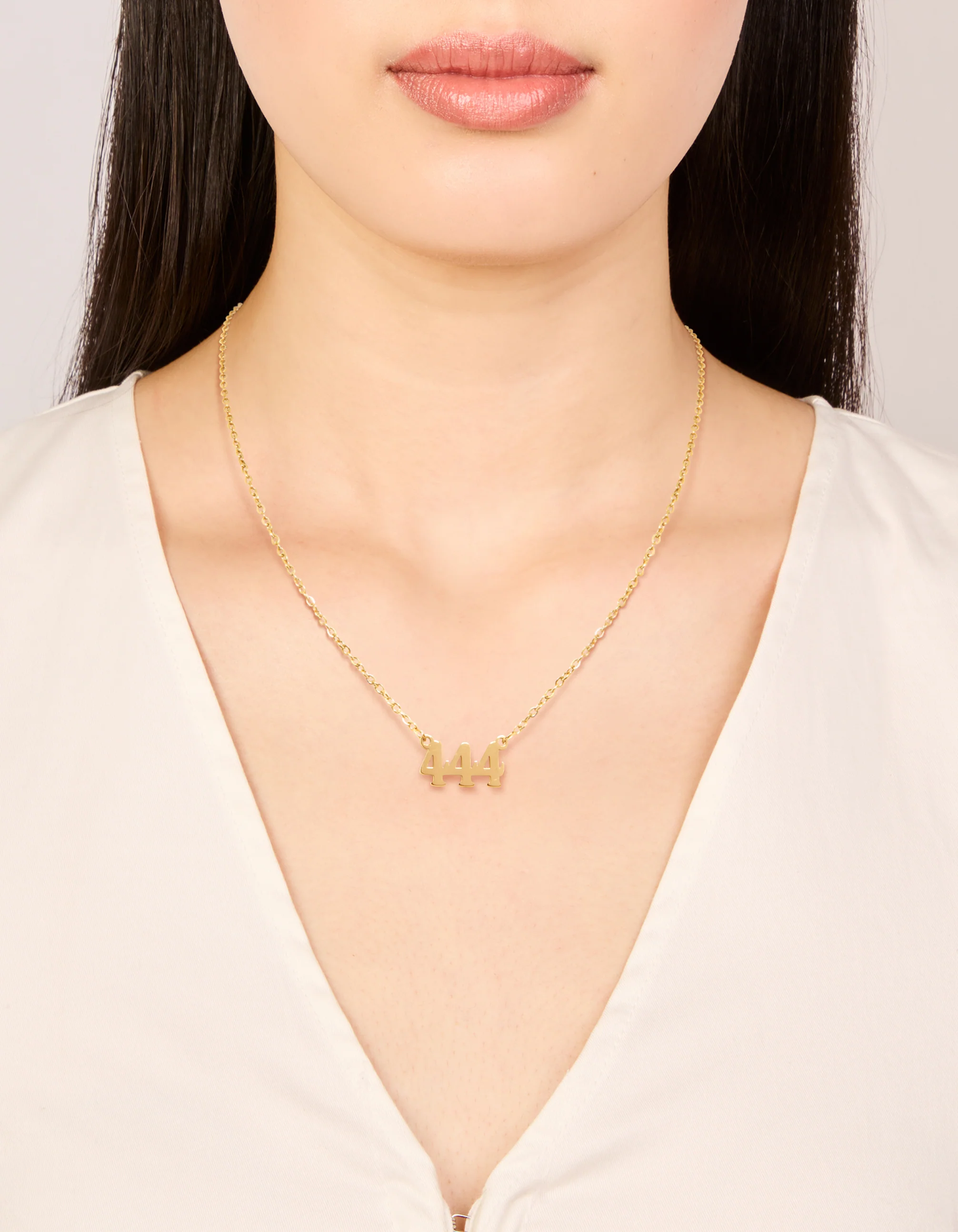 Waterproof Gold Plated Stainless Steel Angel Number 444 Necklace