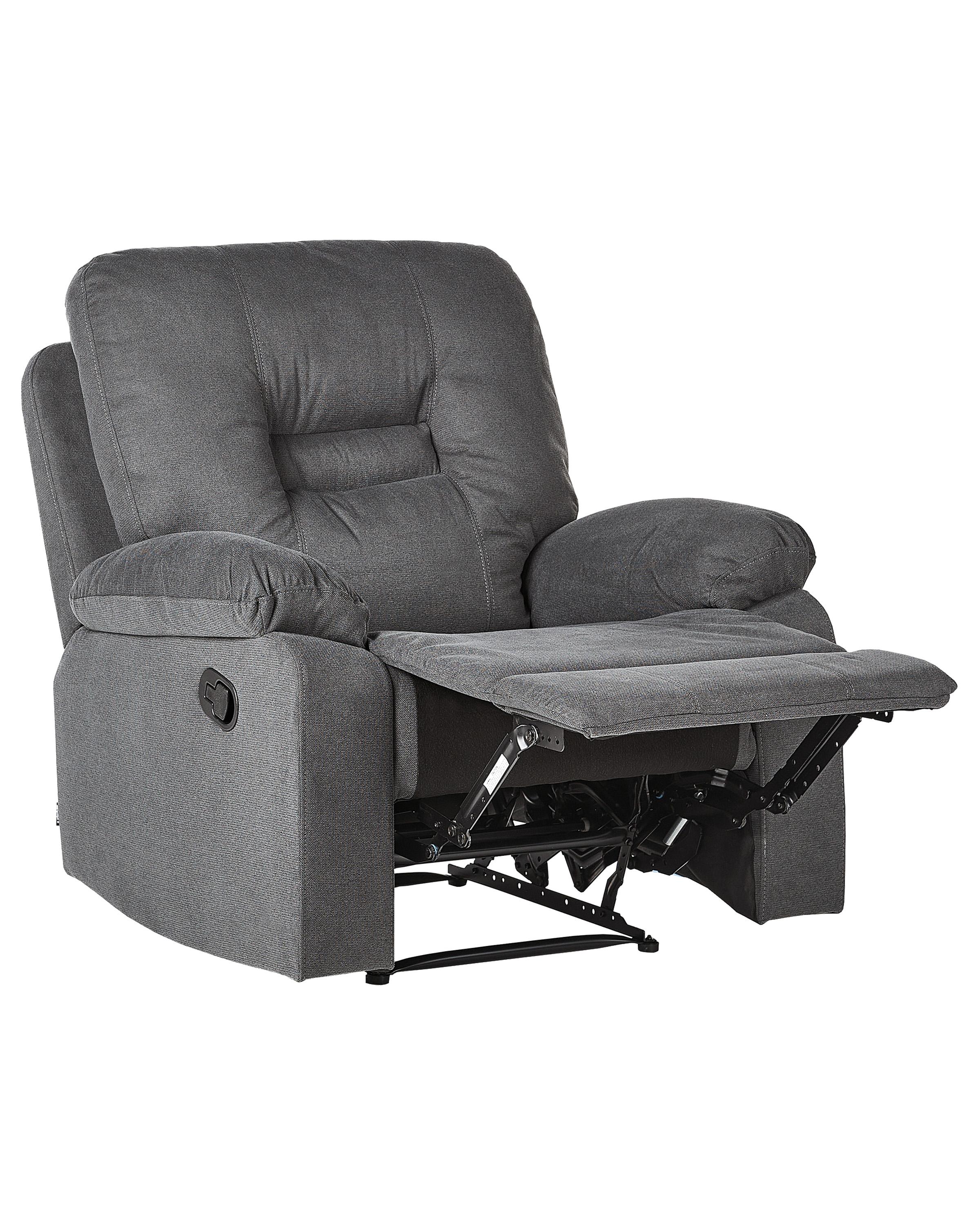 Recliner Chair BERGEN with Footrest Fabric Dark Grey