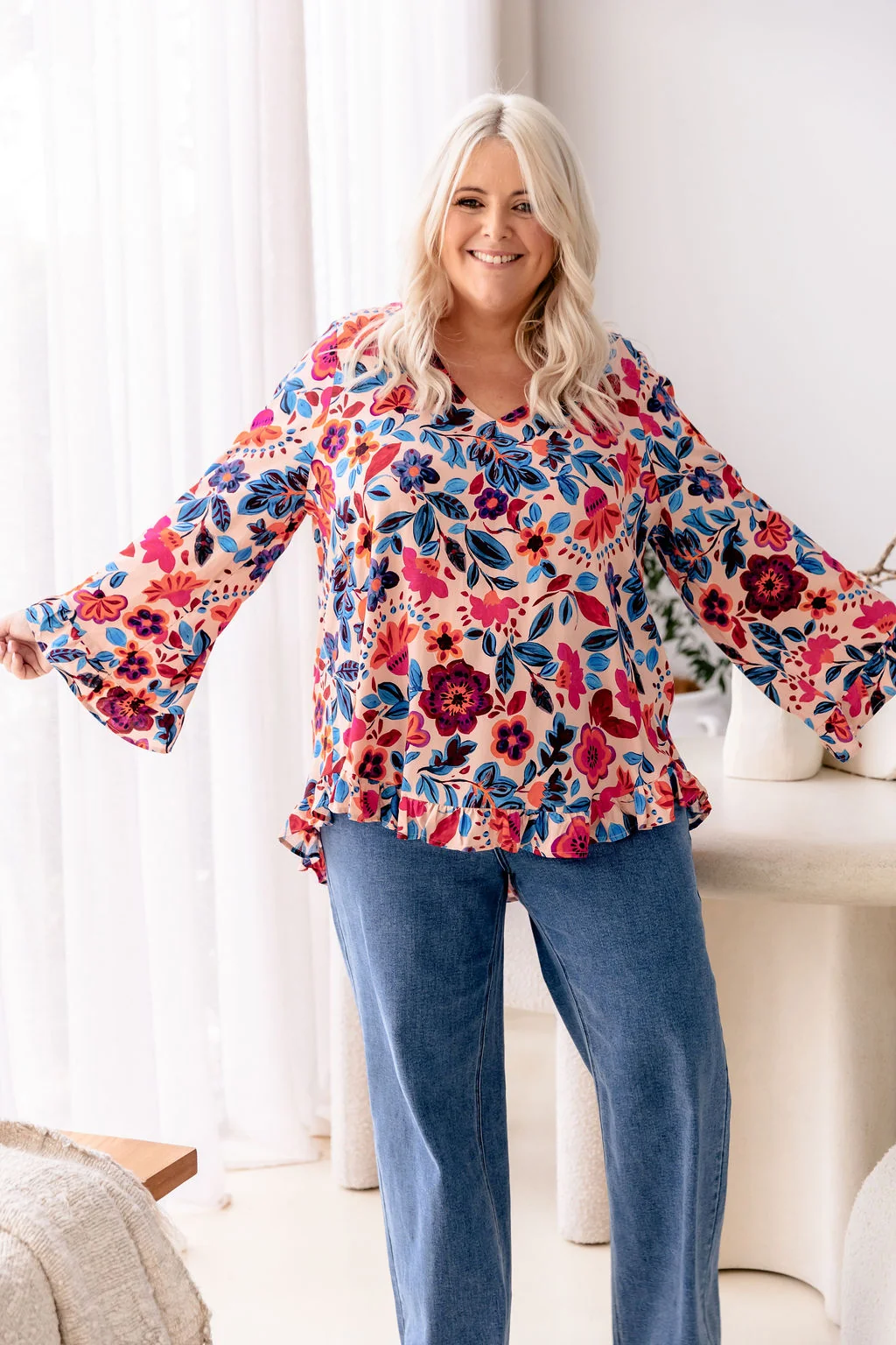 Natalie Long Sleeve Top in Jardin
