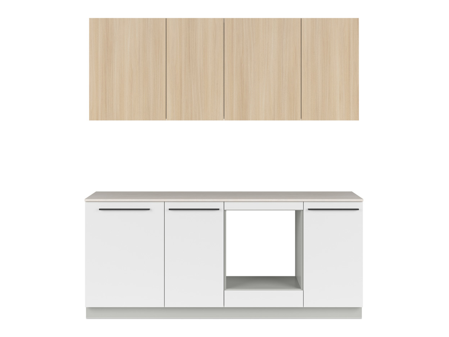 Komplet kuchenny Milino Small 210 cm biały/dąb z blatem