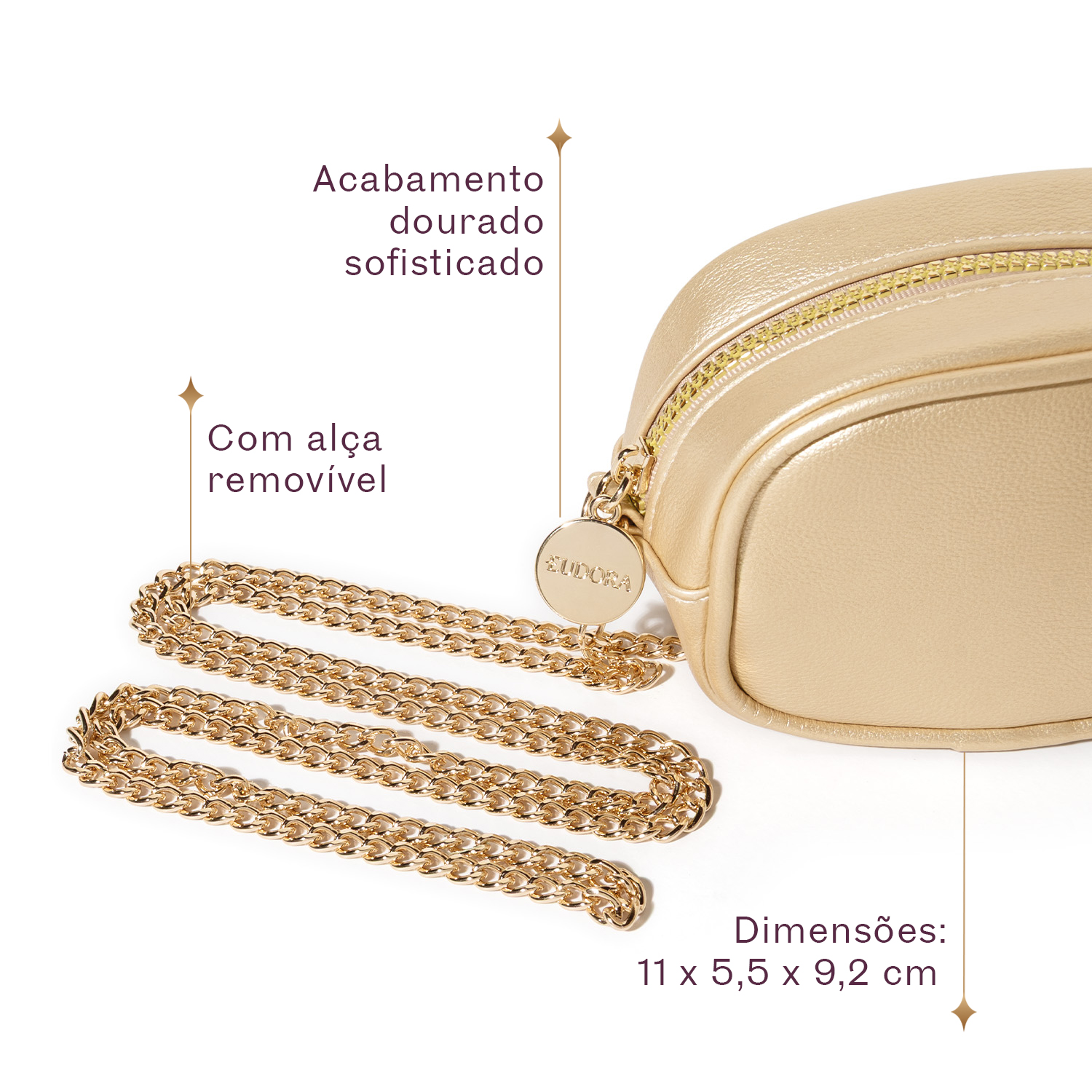 Clutch Gold Secrets com Alça 3 em 1 Niina Secrets