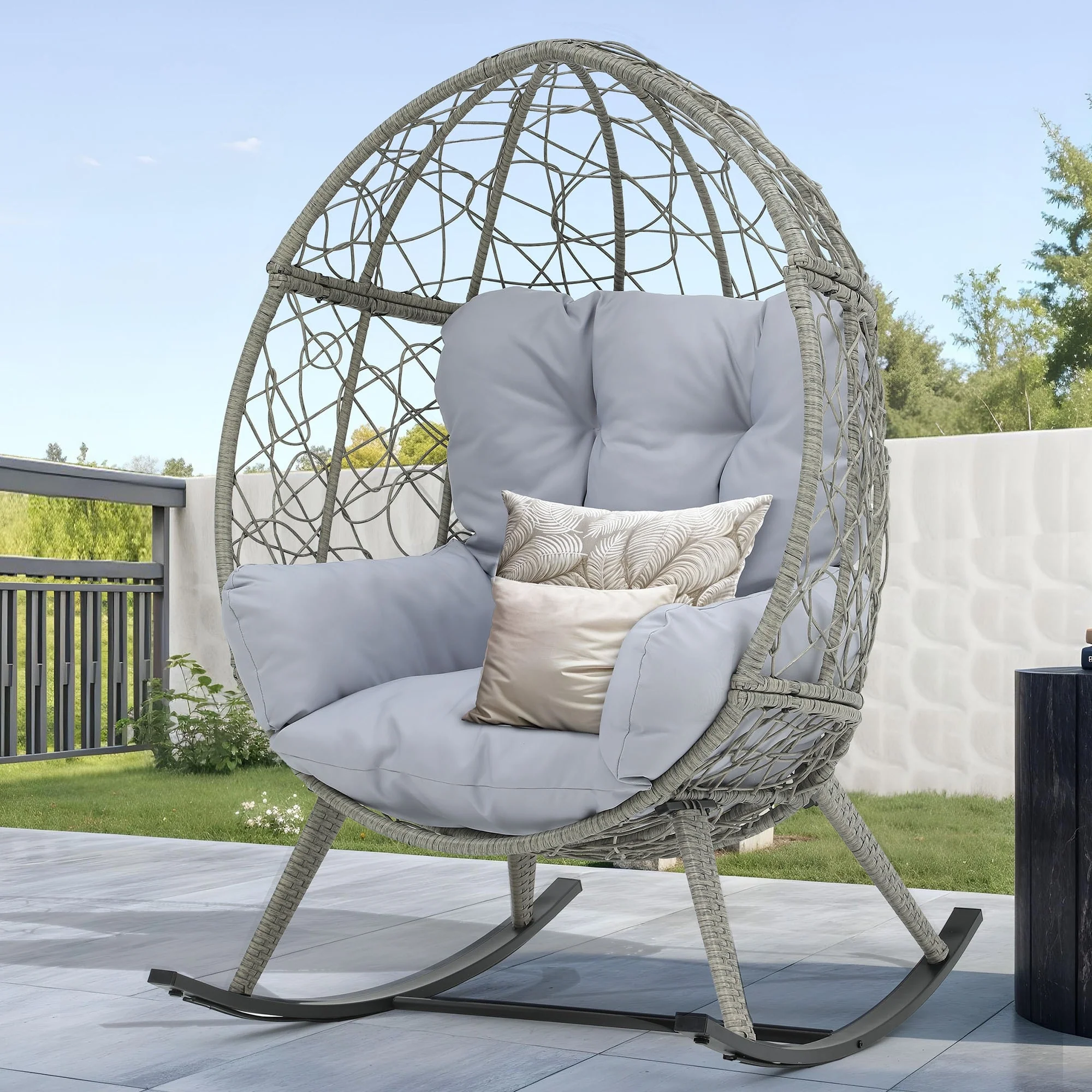 Moasis Cushioned Egg Chair with Rocker, PE Wicker