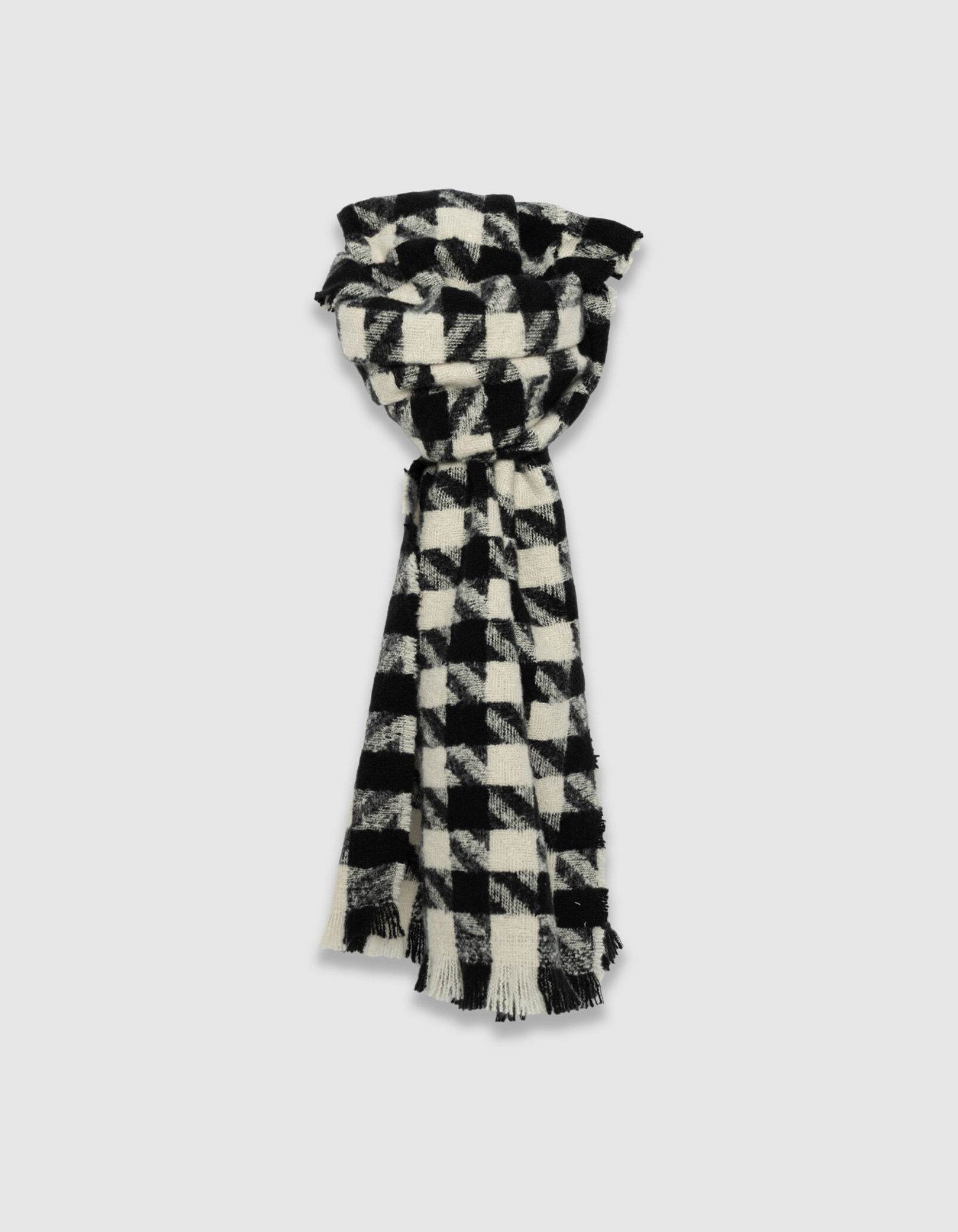 Echarpe noire motif pied-de-poule Femme