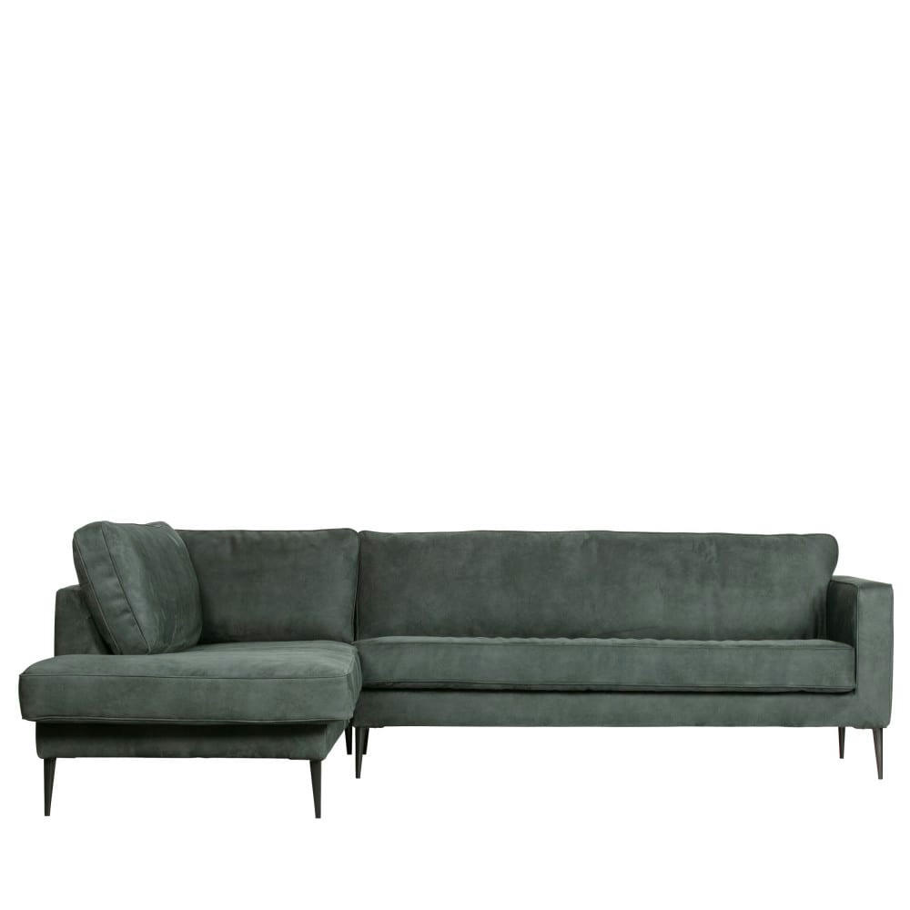 CREW - Canapé d'angle gauche en suédine bleu pétrole 4 places