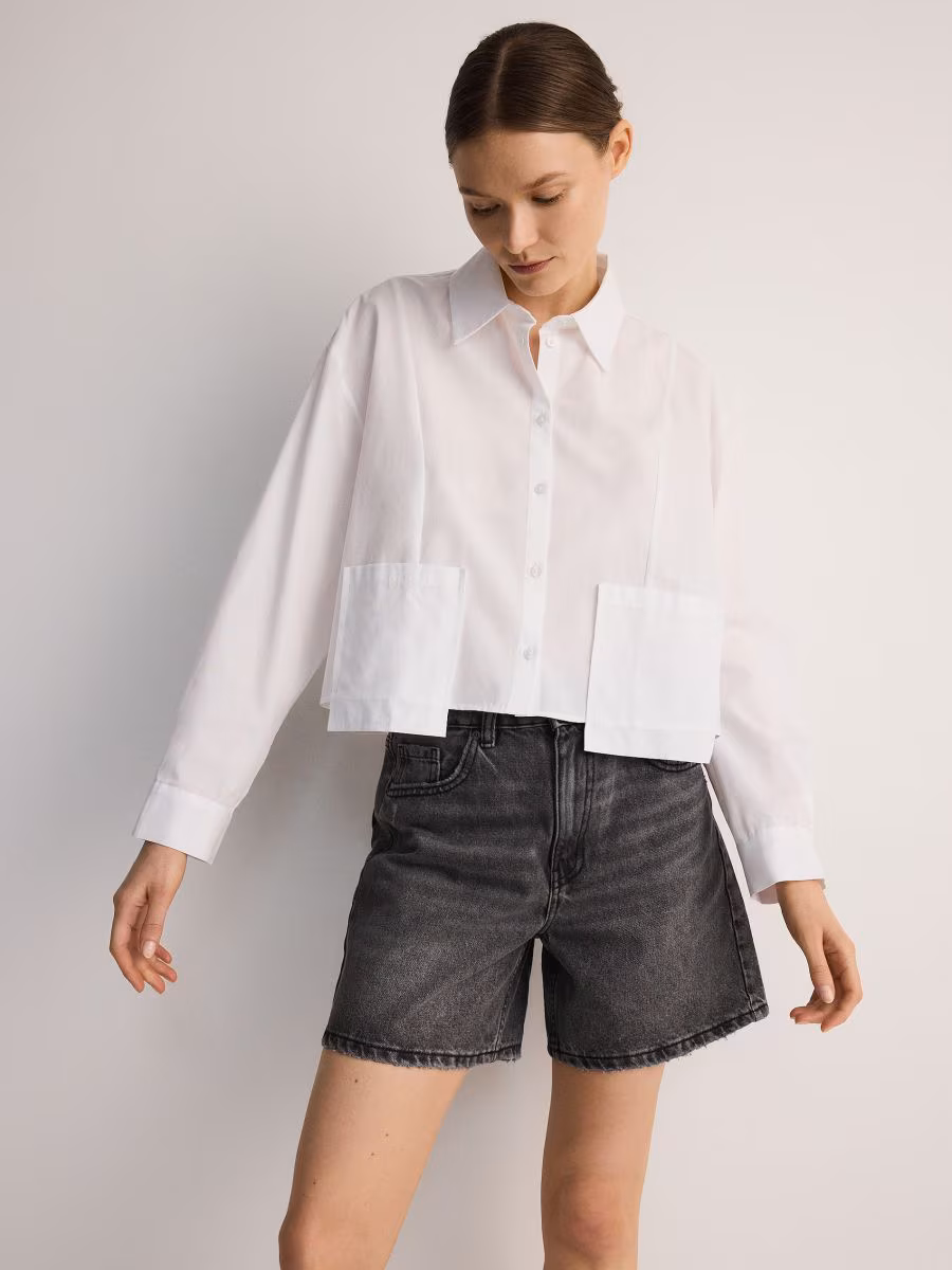 Denim Shorts With Wash Effect