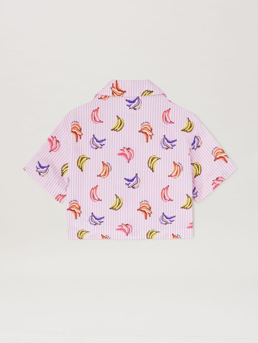 Bananas print cropped short sleeves shirt