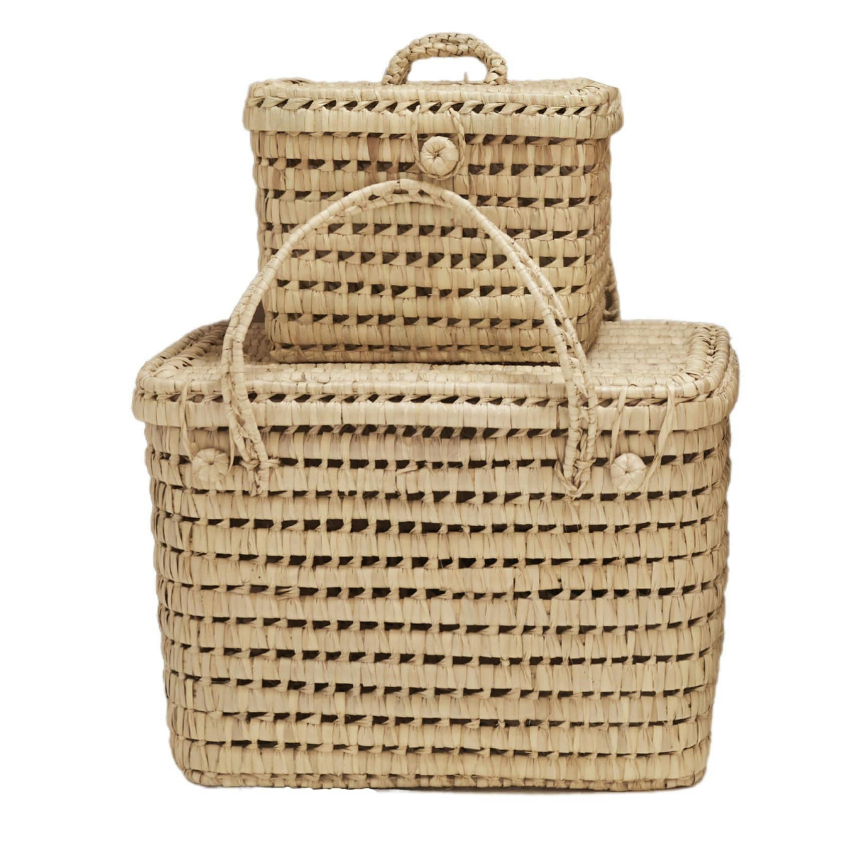 - Coffre de rangement feuille de palmier osier naturel 25x20x25 cm