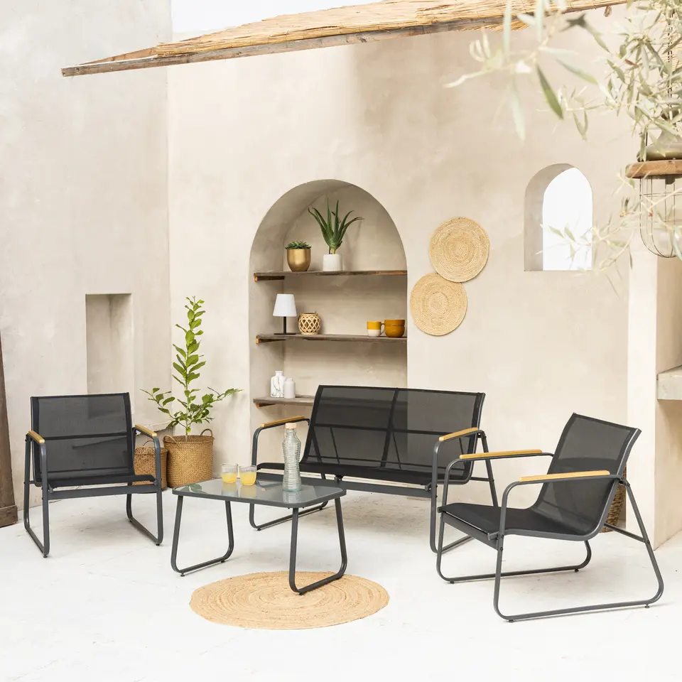 Happy Garden Tuinmeubilair TENERIFE - Zwart - Plastic