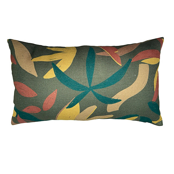 Coussin feuillage vert kaki L.50 x l.30 x ep.4 cm Ornami