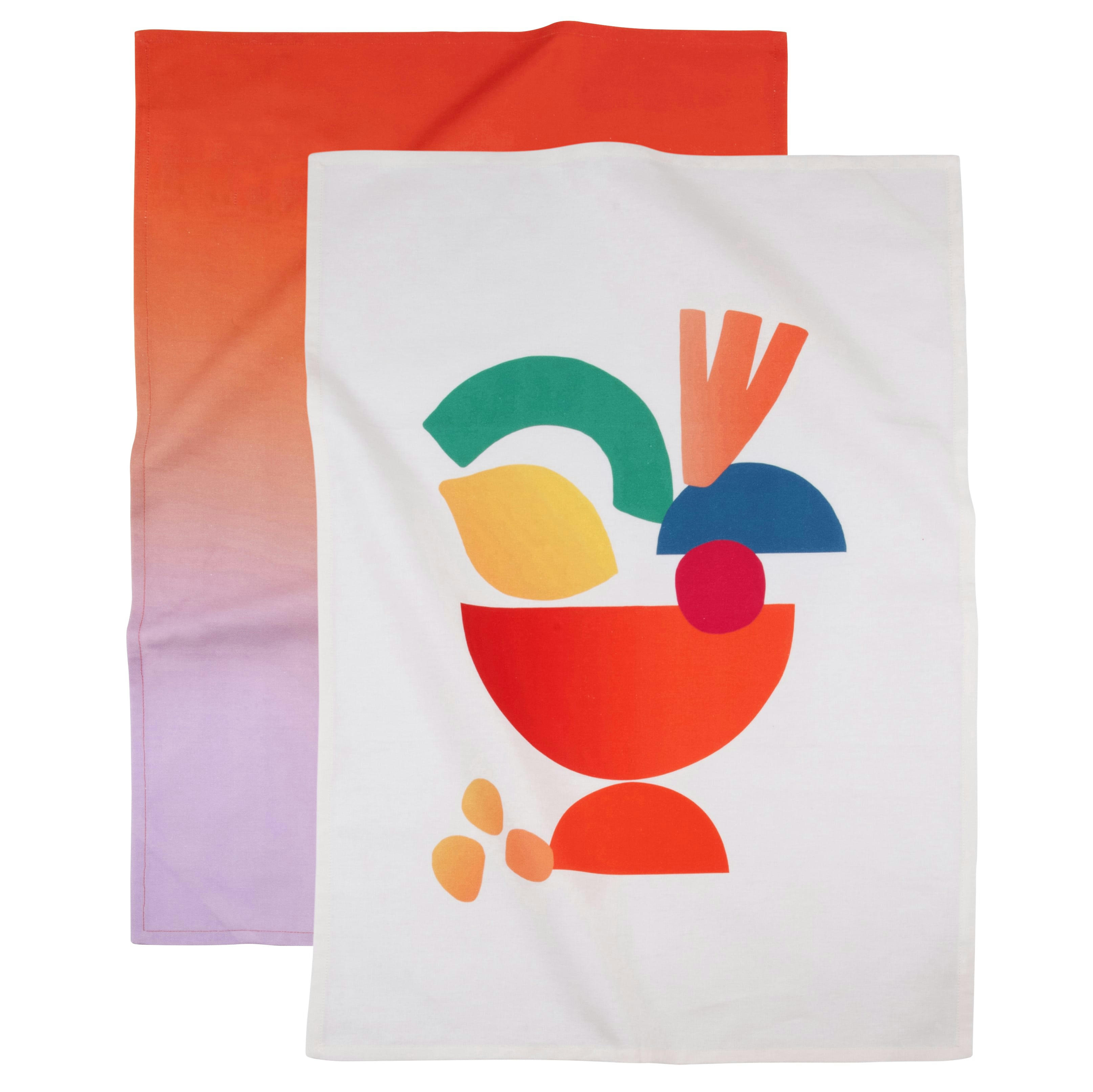 AMADORA - Torchons en coton biologique multicolore 70x50 (x2)