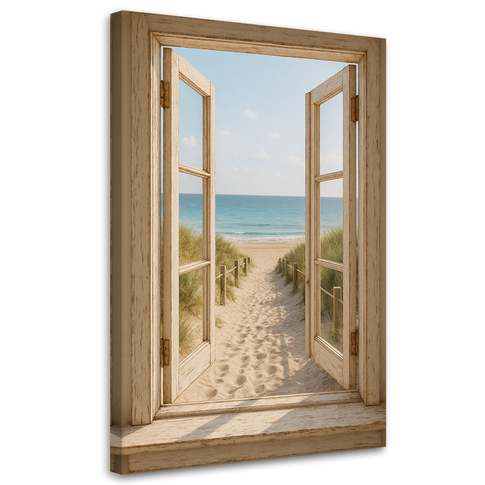 Obraz do salonu w stylu Shabby Chic, Widok z okna na plażę 20x30