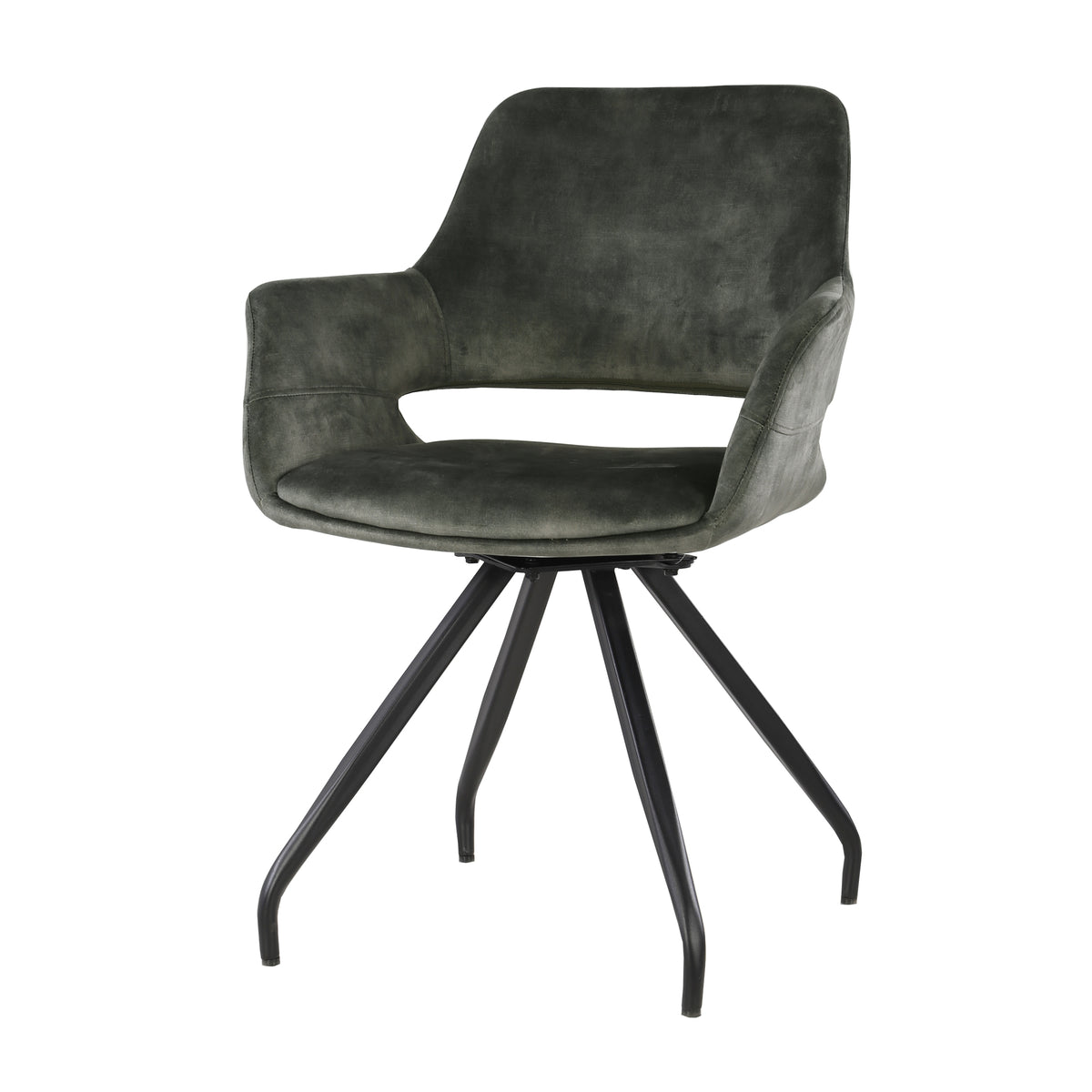 Livingfurn eetkamerstoel Capp - stof - 2 stuks - Olijfgroen
